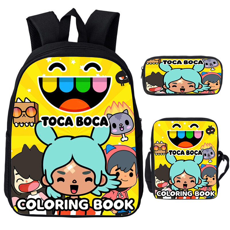 Детский рюкзак для книг Toca Life World 3 шт./компл., школьные ранцы для мальчиков и девочек, дорожные рюкзаки для подростков