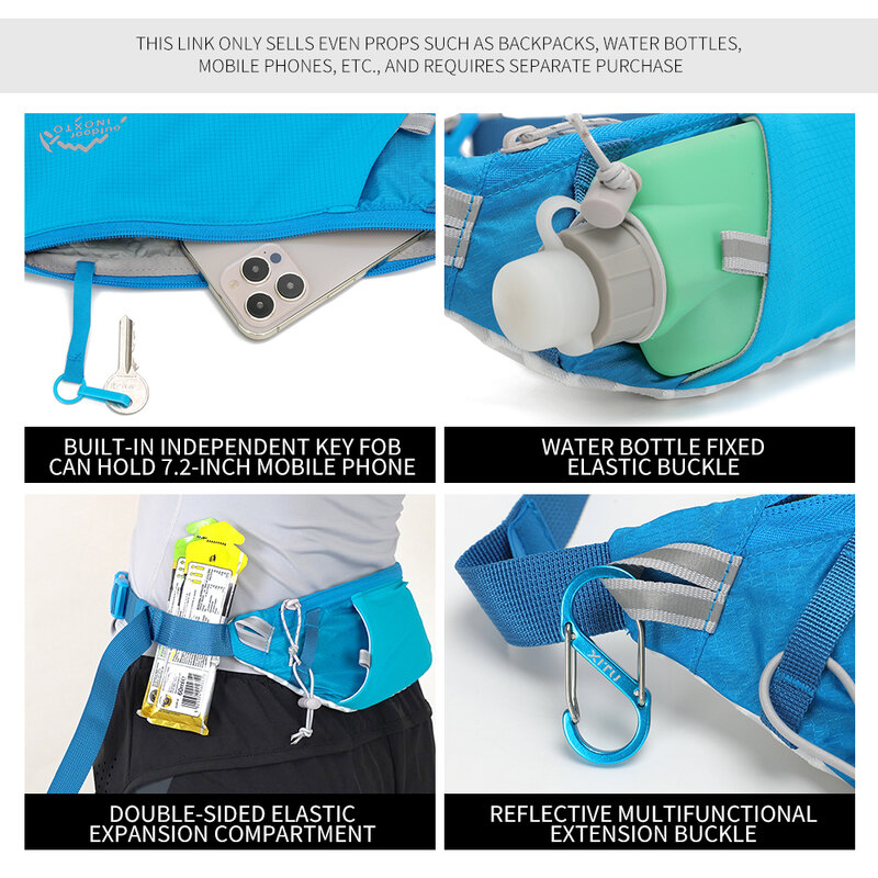 Tas pinggang pria wanita, tas lari 7.2 inci olahraga tas ponsel tahan air tas Gym dapat menahan air bersepeda casing ponsel sabuk lari
