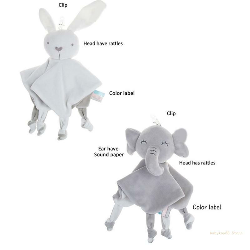 Y4UD Bequeme Stofftiere Baby Beschwichtigen Handtuch Rassel Säugling Beruhigende Taschentuch Decke Plüsch Spielzeug für Krippe