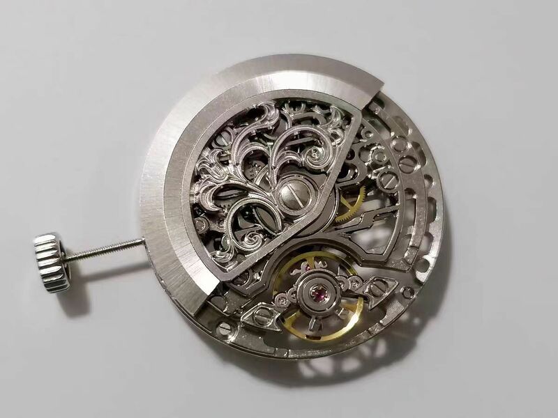 Zegarek ruch 7500 ruch trzy igły srebrny rzeźbione wydrążone ruch 80 godzin zasilania Brand New