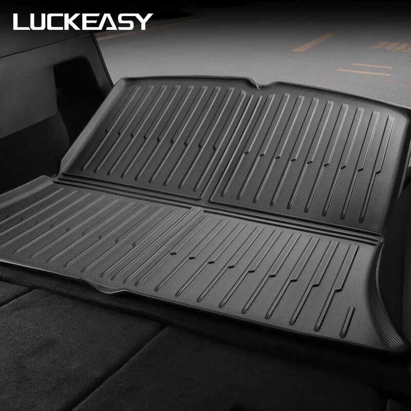 LUCKEASY-Almofada protetora do encosto do assento traseiro, almofada anti-kick, esteira do tronco, acessórios para o interior do carro, modelo Tesla Y 2021-2024