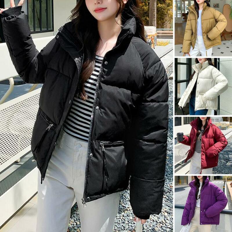 Jaqueta resistente ao frio para mulheres, gola, proteção de pescoço, casaco acolchoado engroçado, algodão, quente, inverno