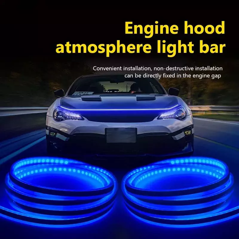 Bande lumineuse Flexible et étanche à LED pour capot de voiture, éclairage d'ambiance, éclairage d'ambiance, 12V, universel