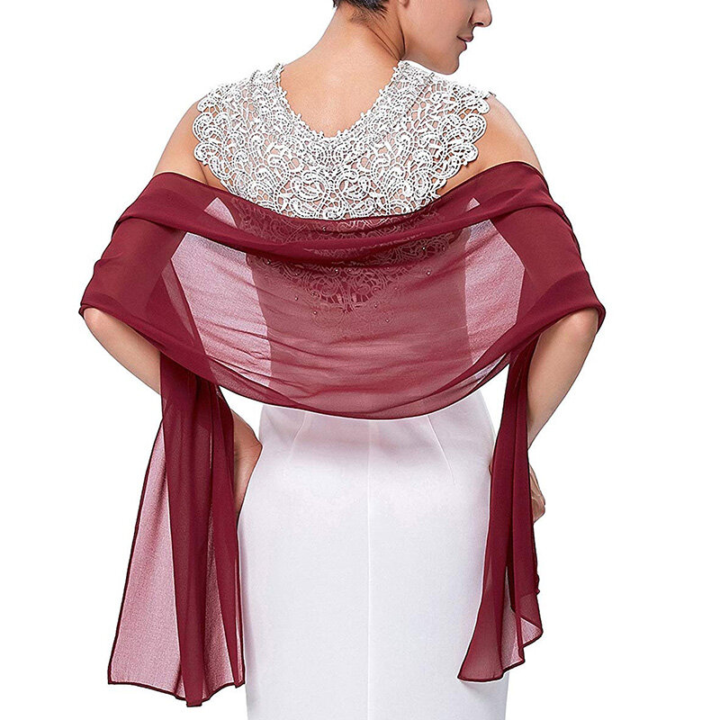 Koreański solidny przezroczysty kolor szyfon jedwabny szalik letni ręcznik plażowy krem do opalania szal kobiety ślubna suknia wieczorowa szalik R21
