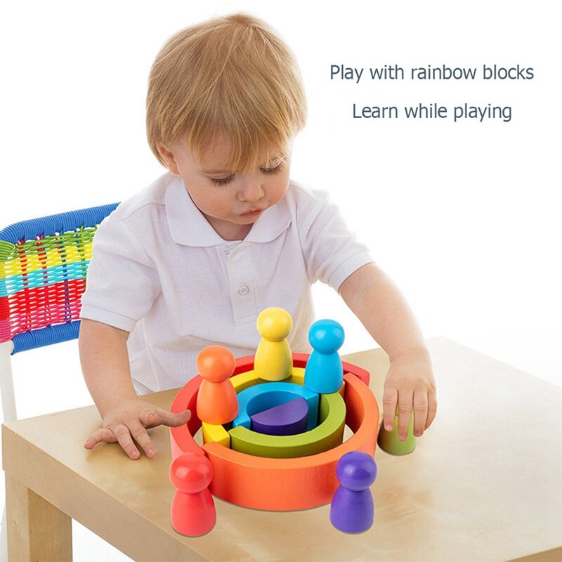 Kit de pochoirs à dessin en bois pour enfants, puzzle arc-en-ciel, pont en arc coloré, assemblage de jouets, griffons bricolage, 80 pièces, DstressSh