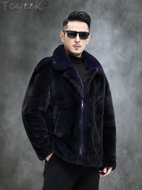 Cyceek-メンズの毛皮のコート,自然な冬の服,ハイエンド,ファッショナブル