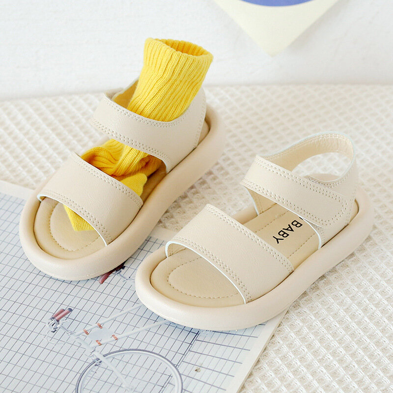 Neue Kinder Sommer Sandalen Jungen Mädchen Mode Reine Farbe Haken Sandalen Baby Weiche Atmungsaktive Schuhe Kinder Sommer Strand Sandalen