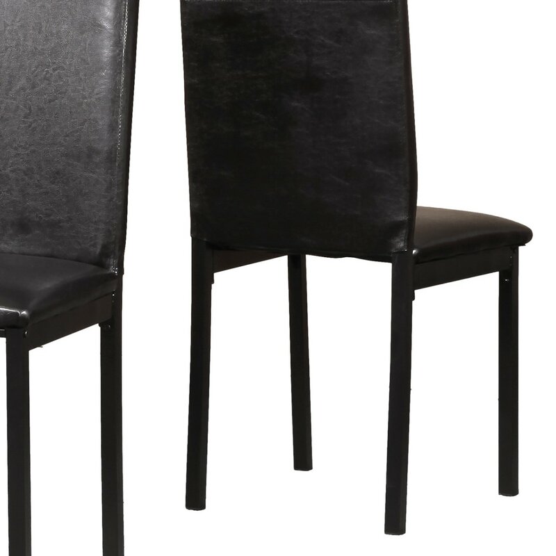 ชุดเก้าอี้ทรงโมเดิร์นกรอบโลหะสีดำทันสมัยสำหรับที่นั่งหนังสังเคราะห์4ชิ้น
