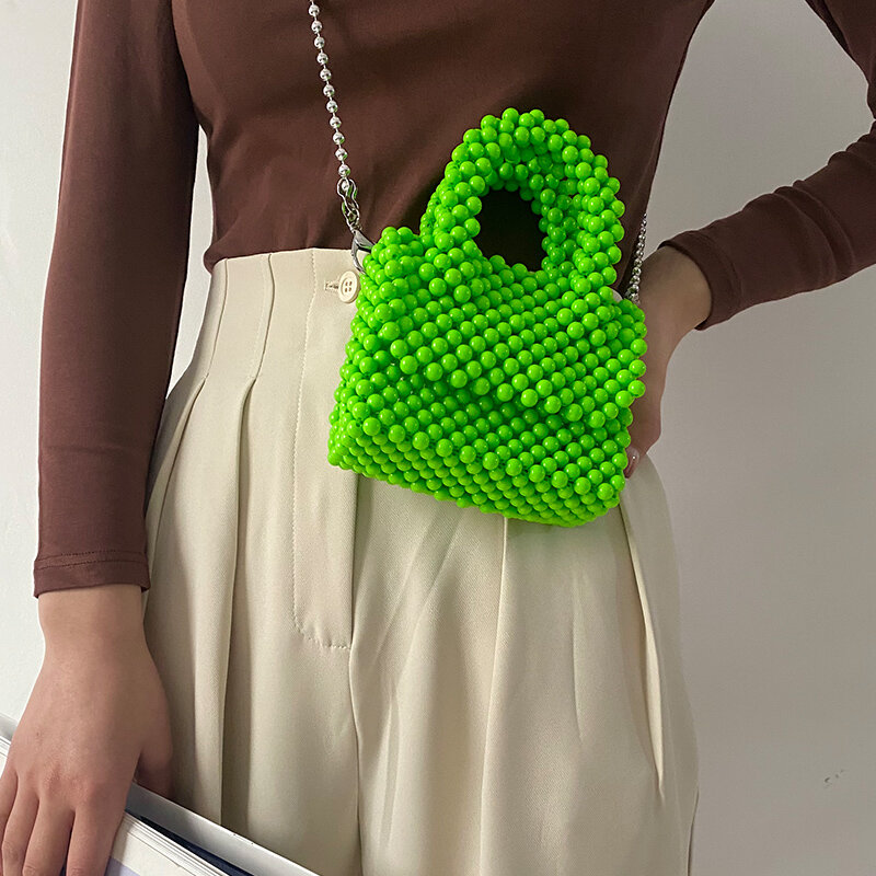 Bolso de diseñador con cuentas de colores pastel para mujer, Mini bolso de mano personalizado para fiesta de noche, bolso cruzado de hombro con pintalabios, novedad de verano, 2022