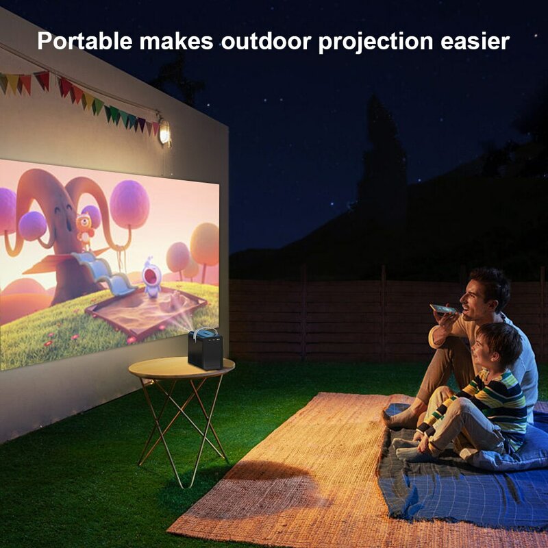 HONGTOP Android Slimme Mini Projector 300ANSI Lumen Draagbare Projector 4K met WIFI Bluetooth 1080P Home Bioscoop Beamer