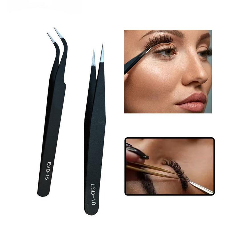 1pc Stainless Steel Curved Straight Eyebrow False Eyelash Extension Art Tool Nail Makeup Eeyelashes Tweezers Tweezers Q4h0