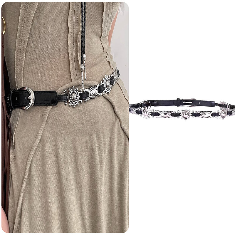 Cinturones de piel sintética para mujer, Cinturón fino informal para Vestido vaquero