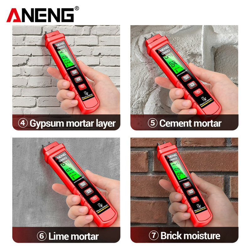 ANENG-GN602 Intelligent Wood Moisture Detector, Backlit Screen Tester, Max e Mini Valor, Material de Construção Ferramentas, 0 ~ 58%