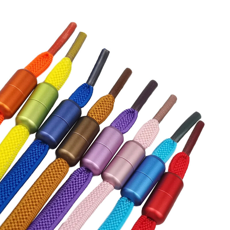 1 paar Elastische Keine Krawatte 110cm Schnürsenkel Schnalle Metall Lock Schnürsenkel für Kinder Erwachsene Turnschuhe Schuh Zubehör Großhandel