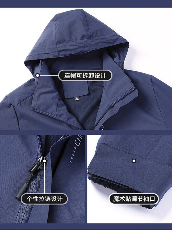 Men's Safari Style Outdoor Hard Shell Hooded Jackets 2024 New American Retro Classic Windbreaker Waterproof Antifouling Coats