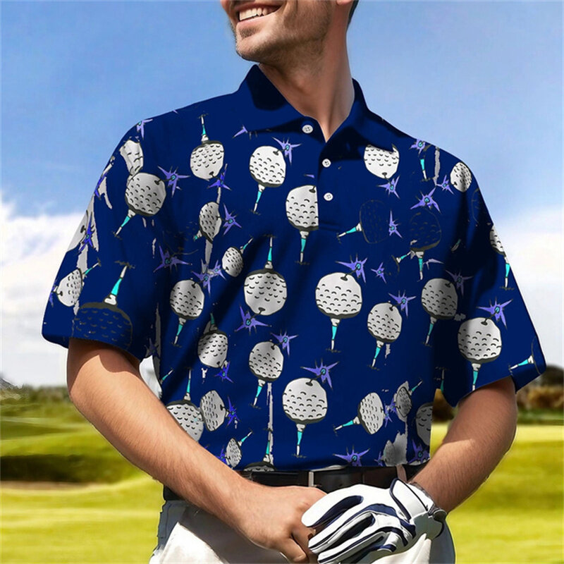 Kaus Polo Golf pria, pakaian jalan kasual kerah Harajuku lengan pendek musim panas nyaman dan bersirkulasi