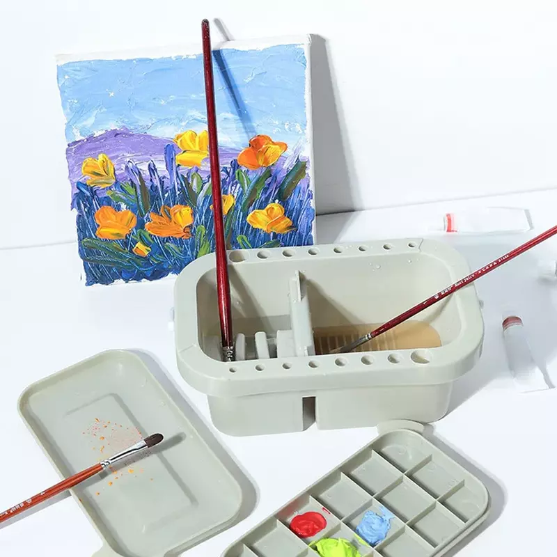 Brush Washing Bucket Brush Box Multi-function Pen Holder Art Supplies Oil-based Acrylic Watercolor Tool Art Palette Brush Washer
