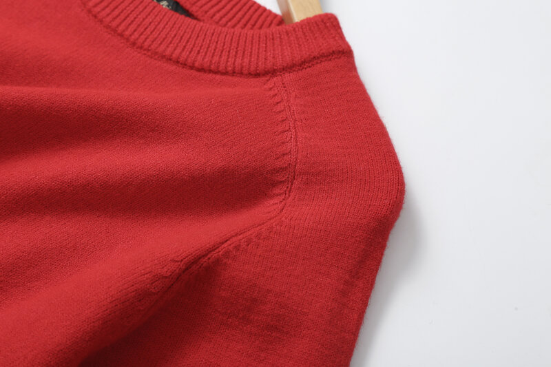 Ethereal MD 2023 autumn new style of Casual minimalist red bright wool blend crew-neck sweater