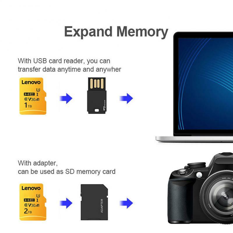 Lenovo 2TB Micro TF SD Card U3 A2 High Speed TF Card 1TB SD/TF Flash Memory Card 32G 64G Flash SD Card For Phone Camera Tablet
