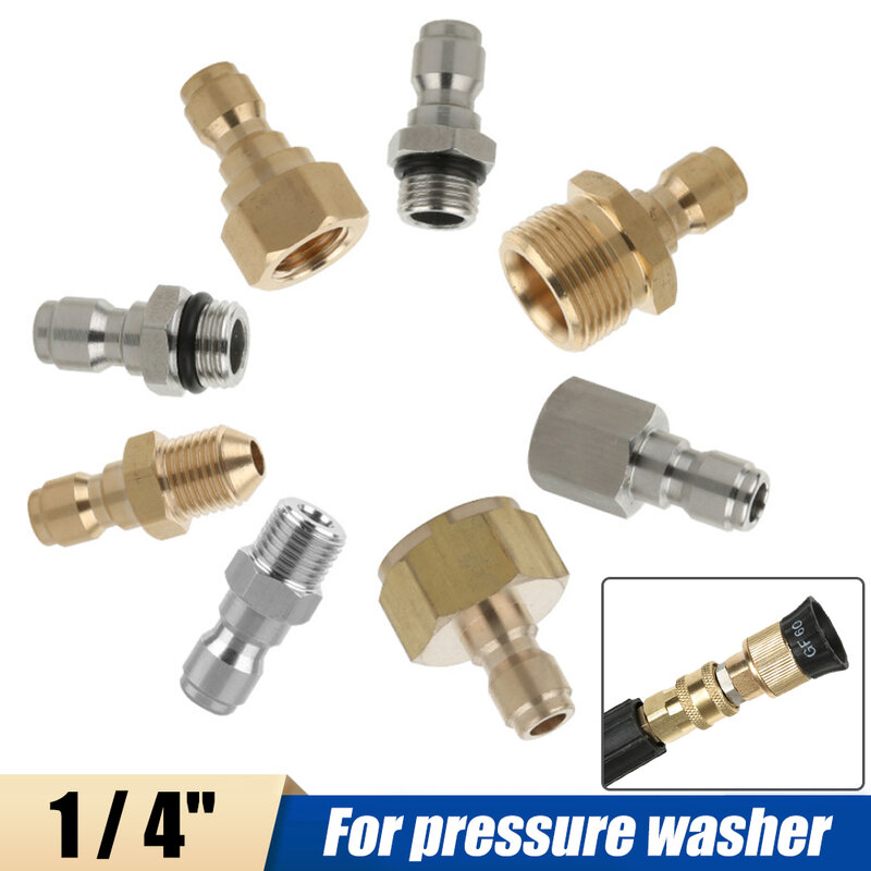 Pressure Washer Adapter Brass Connector Kit 1/4 Quick Disconnect M14 M22 Male Female Coupler for Car Washing Garden Hose Tool