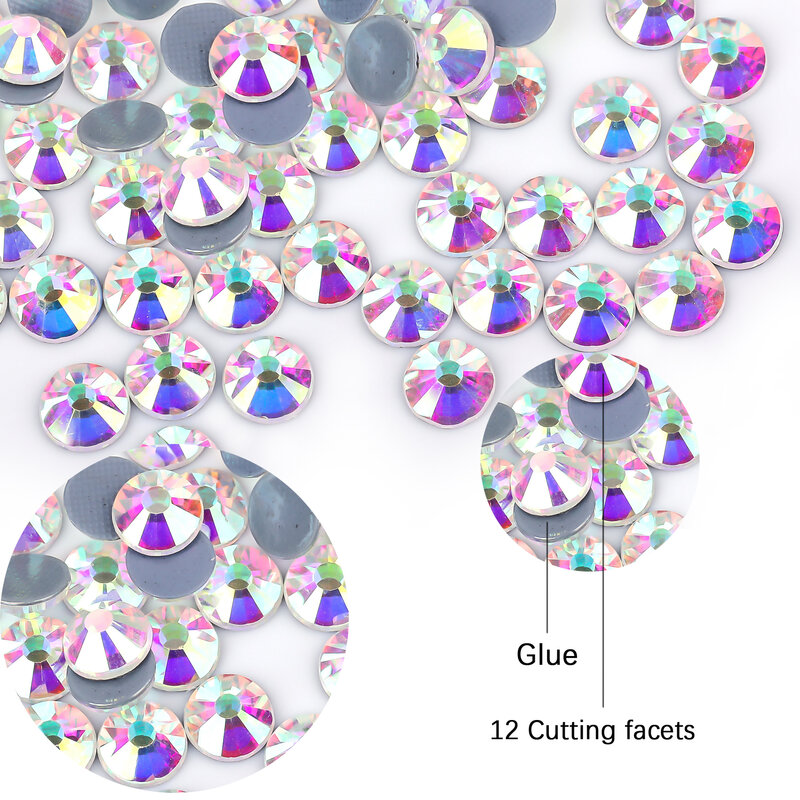 SS3 ~ SS50 Kristal AB Hotfix Berlian Imitasi Datar Kembali Besi Pada Batu Kristal Strass Berlian Imitasi Memperbaiki Panas untuk Kain Dekorasi Garmen