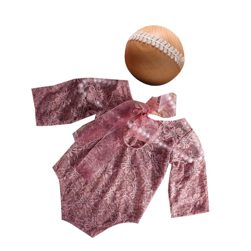 L5YF – robe en dentelle pour bébés filles, avec couvre-chef assorti, bandeau, tenues mignonnes élégantes