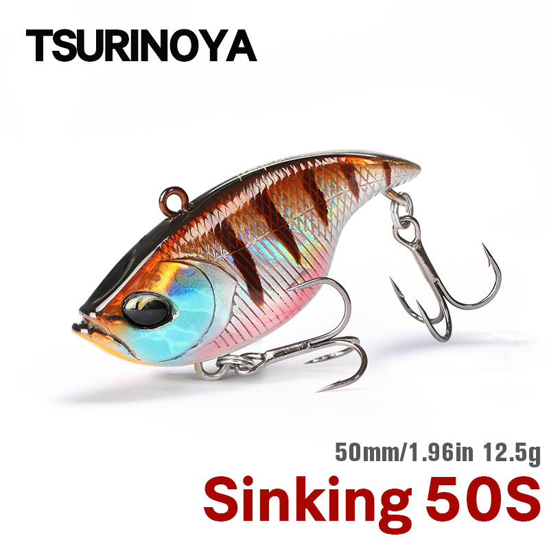 TSURINOYA 50S การสั่นสะเทือน TEMPTER 50มม.12.5G ยาว Casting Sinking เหยื่อล่อปลา VIB ตกปลาฤดูหนาว Lipless Hard เหยื่อ pike Bass