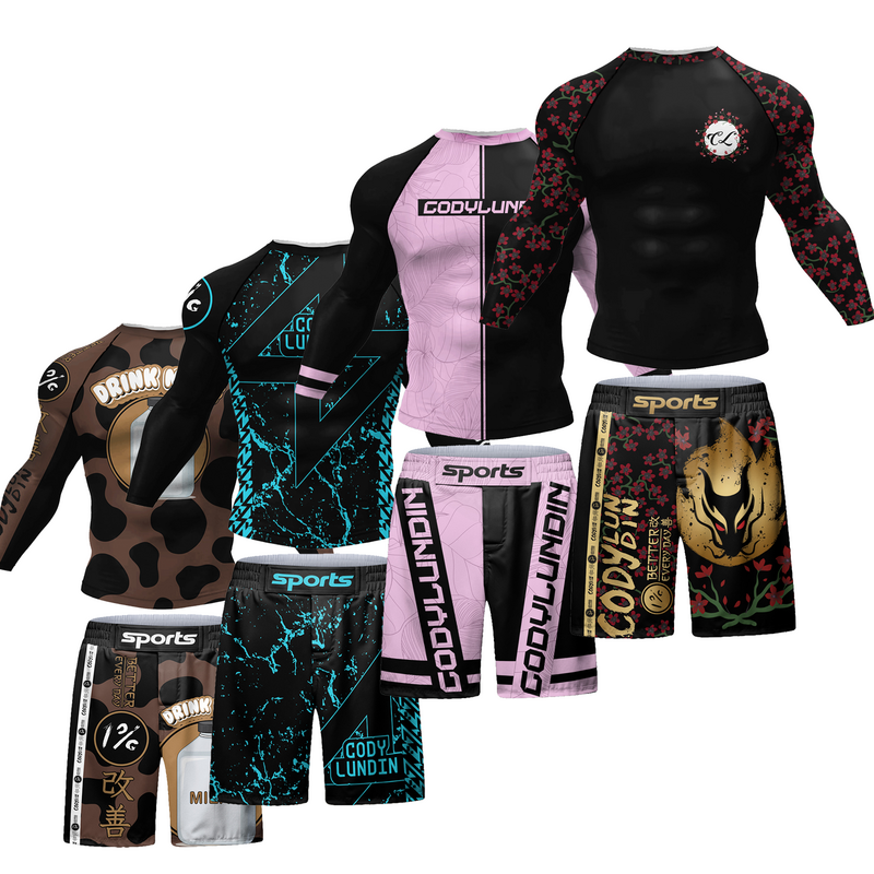 Боксерские файтинговые комплекты, компрессионные быстросохнущие с длинными рукавами BJJ Rashguard No Gi шорты Muay Thai, спортивная одежда высокого качества