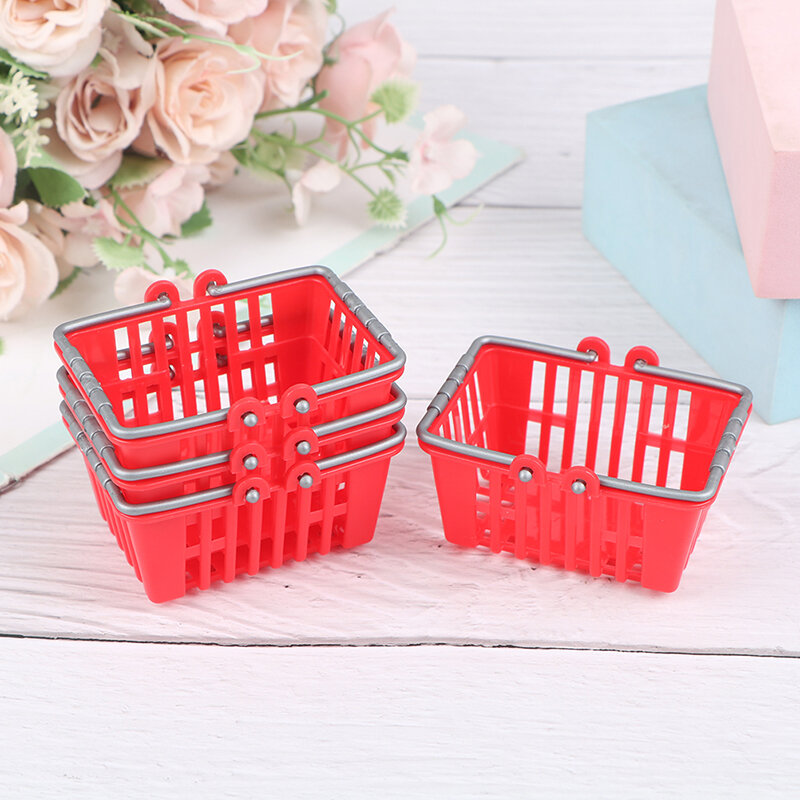 1Pcs Mini Shopping Basket Toys Kids Supermarket Shopping Hand Basket Model Doll House