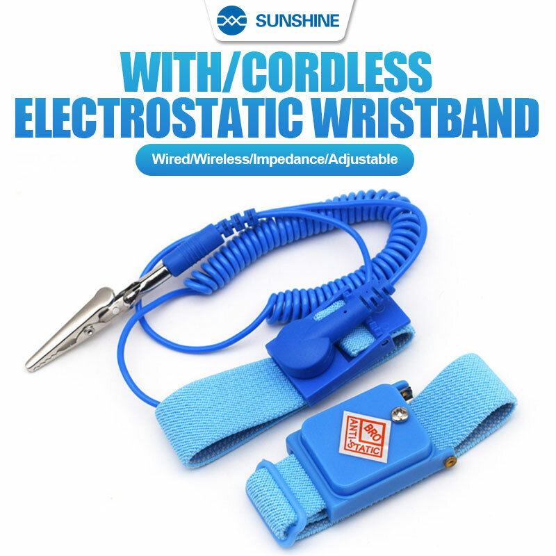 Braccialetto antistatico cinturino da polso con cavo di scarica ESD regolabile con cavo elettrostatico/Wireless