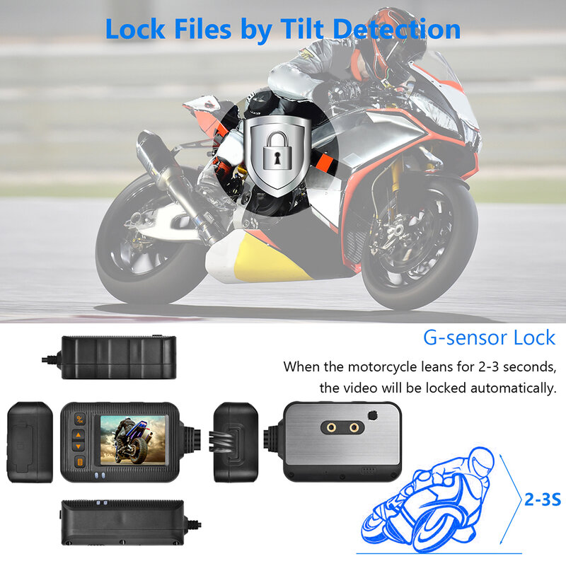1080P Dual Lens Motorbike Bike Video Recorder Moto DVR HD Waterproof Night Vision Dash Cam, G-Sensor Recorder Box
