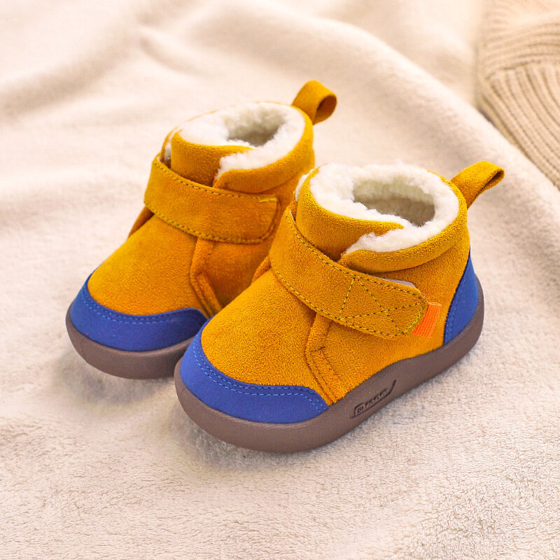 Детские ботинки для малышей, детская теплая бархатная обувь для снежной девочки, Модные ботильоны, сапоги, зимние ботинки, обувь с хлопковой подкладкой для девочек и мальчиков