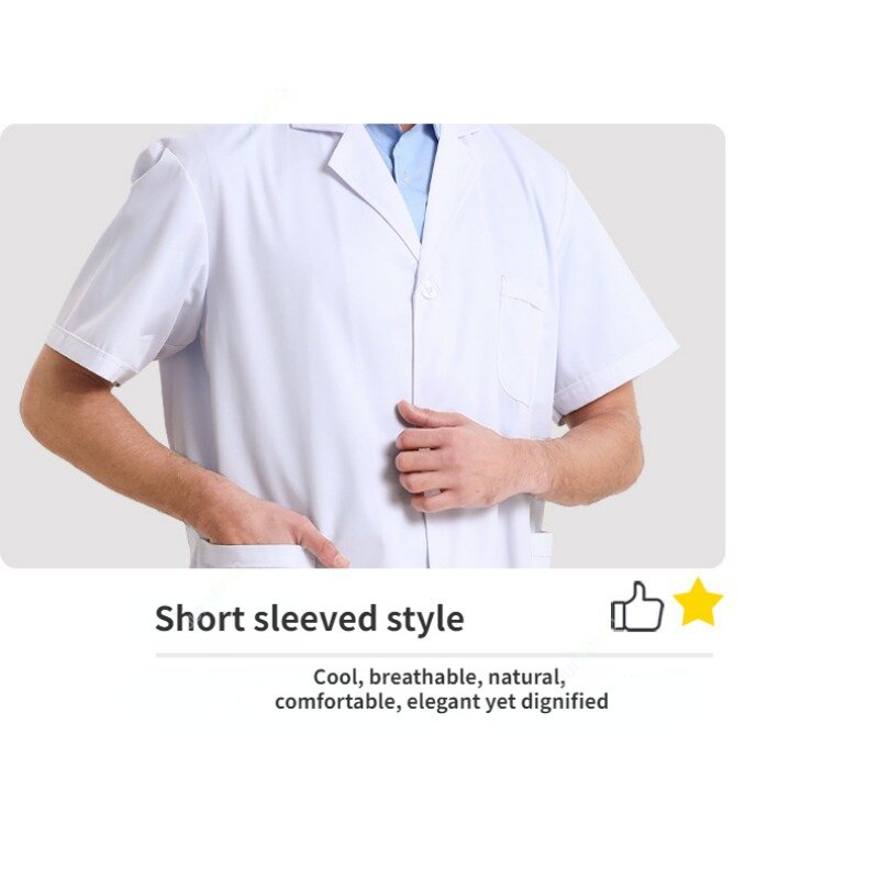 Roupas de trabalho de mangas compridas espessadas para homens e mulheres, casacos brancos de algodão puro uniforme médico, casaco branco de laboratório, primavera