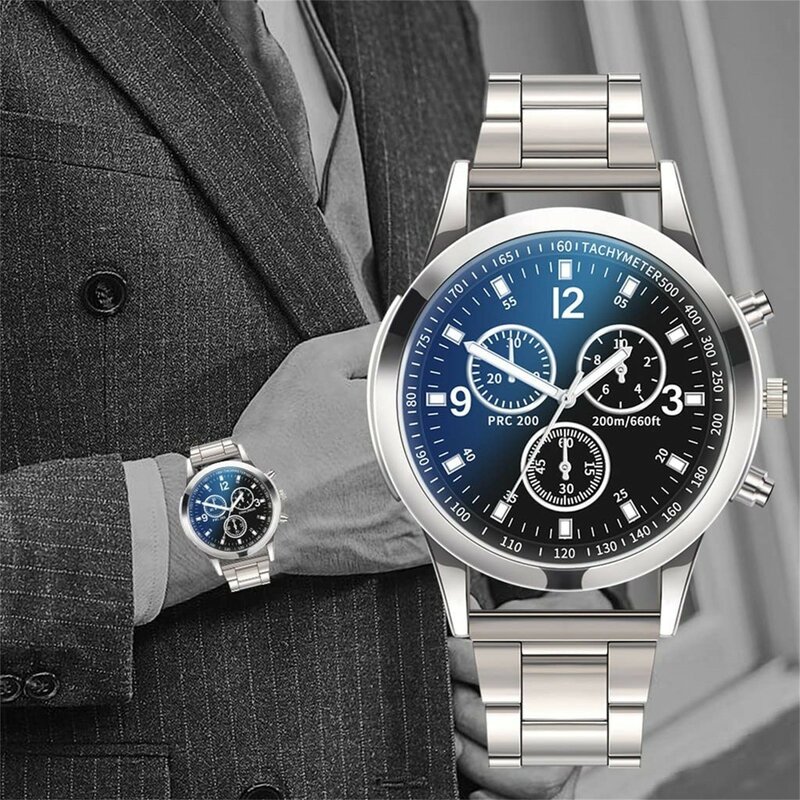 Men'S Watch Fashion Stainless Steel Strap Watches Three Eyes Six Needle Business Casual Clothing Matching Quartz Watch For Men