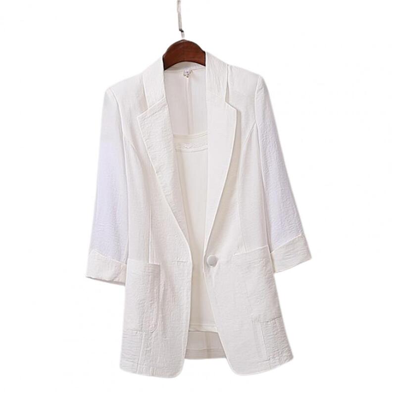 Suits Jacket Classic Long Sleeve Lapel Pockets Suits Coat Suit Office Lady Blazer  Solid Color Lapel Blazer for Party