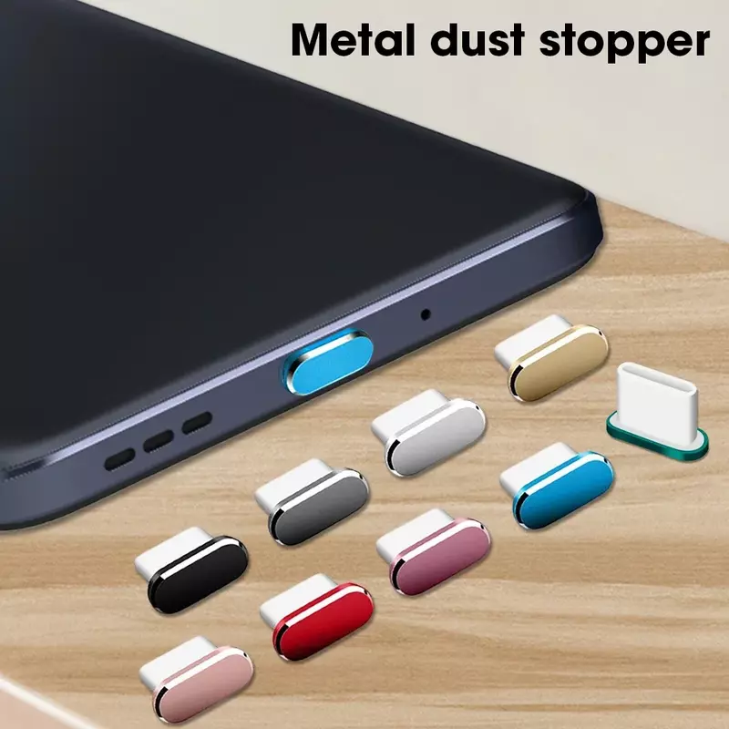 2Pcs 15PM Metal Dust Plug For iPhone 15 Pro Max 15Plus USB Type C Charge Port Plugs Stopper Mobile Phone Type-C Protection Cap