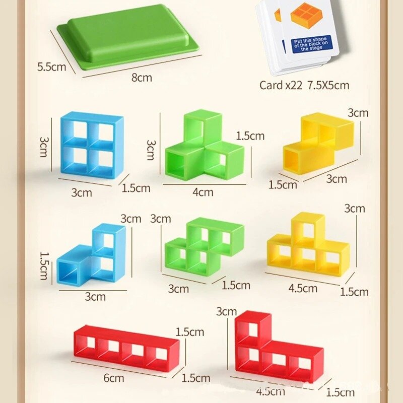 Building Blocks Puzzle Board, montagem tijolos, Tetra Tower, Balance Game, 48pcs