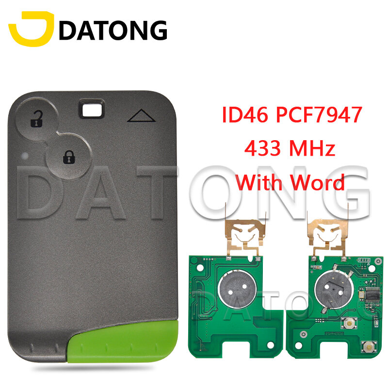 Datong World Car Remote Key For Renault Laguna Espace Vel-Satis 2001-2009 PCF7947 Chip 433 Mhz Auto Smart Control Card Place Key