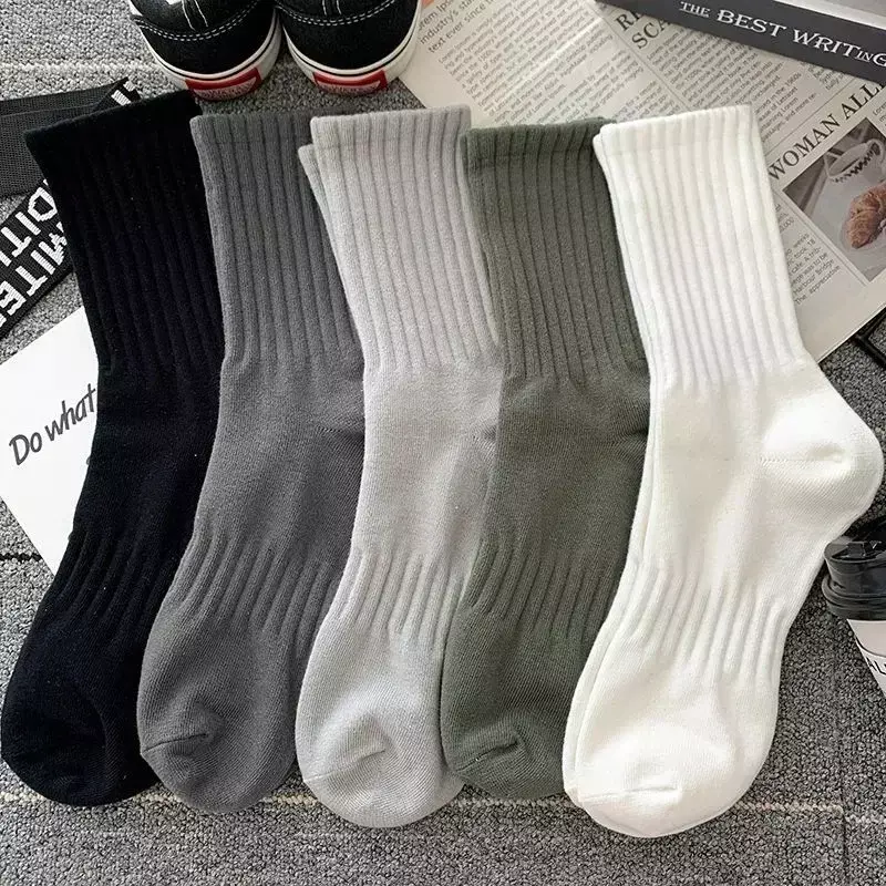 5/1pairs New Spring and Autumn Socks Classic Black White Gray Stripe Men Women Wersatile Mid Tube Socks Casual Sports Socks