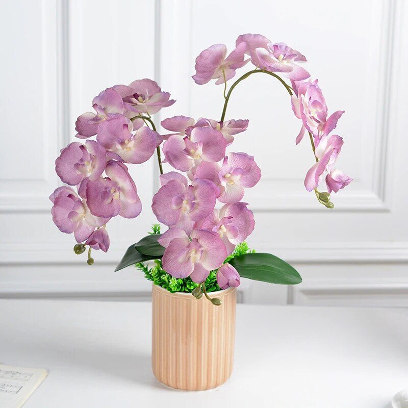 8-główkowa sztuczny motyl orchidea sztuczna 3D Phalaenopsis sztuczny kwiat prawdziwa dekoracja boże narodzenie w domu ślubna