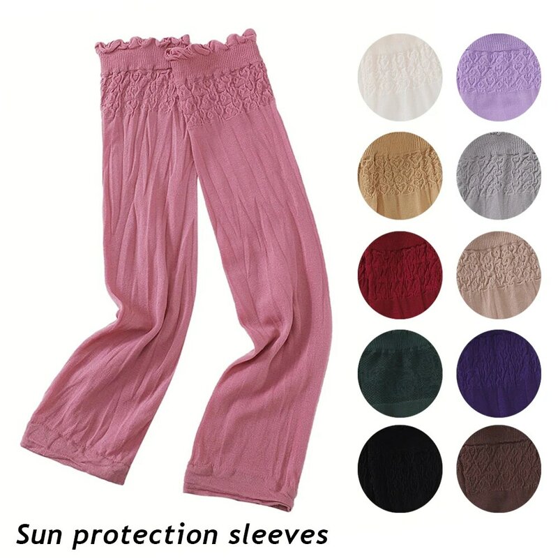 Muslim Women Oversleeve Islamic Arm Cover Stretchy Fabric Abaya Sleeves Sun Protection Arm Warmers Solid Soft Breathable Gloves