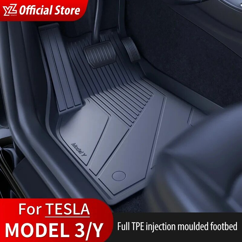 YZ Коврики для пола Tesla модель 3 Y 2021-2024 автомобильные всесезонные водонепроницаемые Нескользящие напольные коврики новые специальные автомобильные аксессуары из ТПЭ