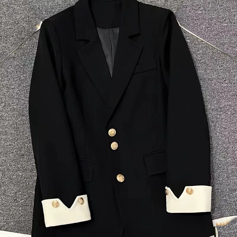 Koreanische weibliche lose Anzug Mantel Frühling Damen einfarbige Mode lang ärmel ige Blazer Jacke Frauen Design Sinn Nische Blazer Tops