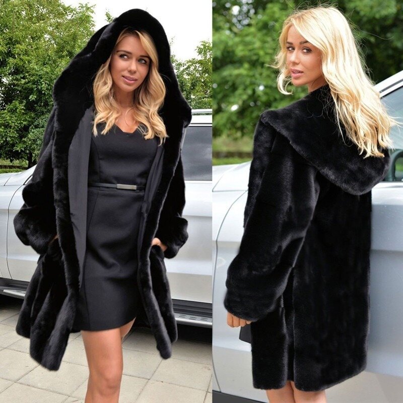 European and American Fur Coat Women's Clothing Medium Length Slim Fit Mink Fur Coat Women's Mink Fur Coat