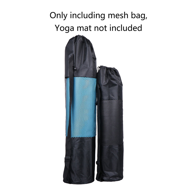 ポータブルキャリーメッシュストレージバッグ、調節可能なショルダーストラップ付きの通気性のあるスポーツバッグ、ほとんどのヨガマットに適合、黒