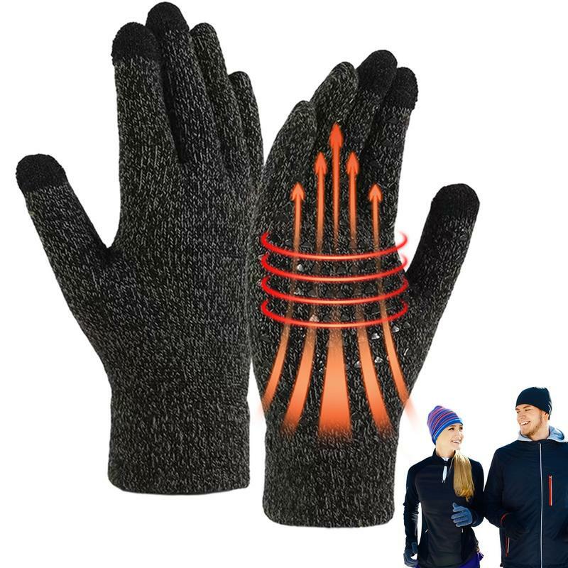 Новые мужские и женские теплые перчатки, зимние флисовые перчатки для сенсорных экранов, теплые шерстяные вязаные перчатки для холодного отдыха, лыжного спорта, туризма