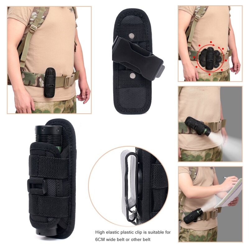 Flashlight Bag 360 Degrees Rotatable Pouch Case For Belt Torch Cover Holder Hunting Lighting Accessories