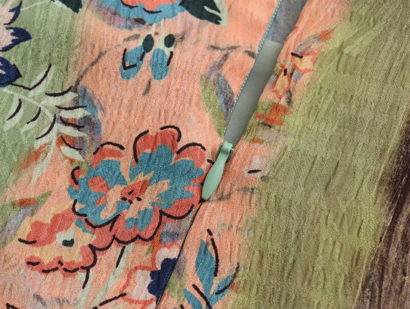 Vestido retrô feminino halo tingido para praia, saia longa com fenda lateral, estampa floral com pintura a óleo, verão, 2024