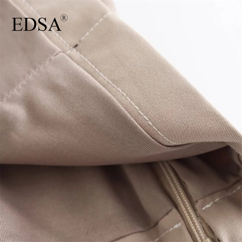 Edsa Women Fashion Top Met Riem 2024 Zomer Vierkant Uitgesneden Halslijn Strappy Topstiksels Blouse Casual Dames Streetwear