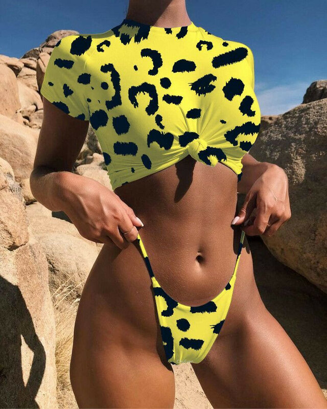 Badeanzug Frauen 2 Stück Leopard Stil Bikinis Set Klassische Frauen Badeanzüge Hohe Taille Bikini 2022 Frau Mode L